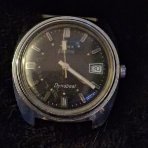 Timex Silver and Black Electric Dynabeat Watch